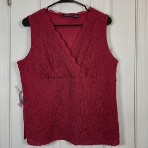Bay Studio Red Floral Lace Top Valentine’s Romantic Top Date Night or Party XL